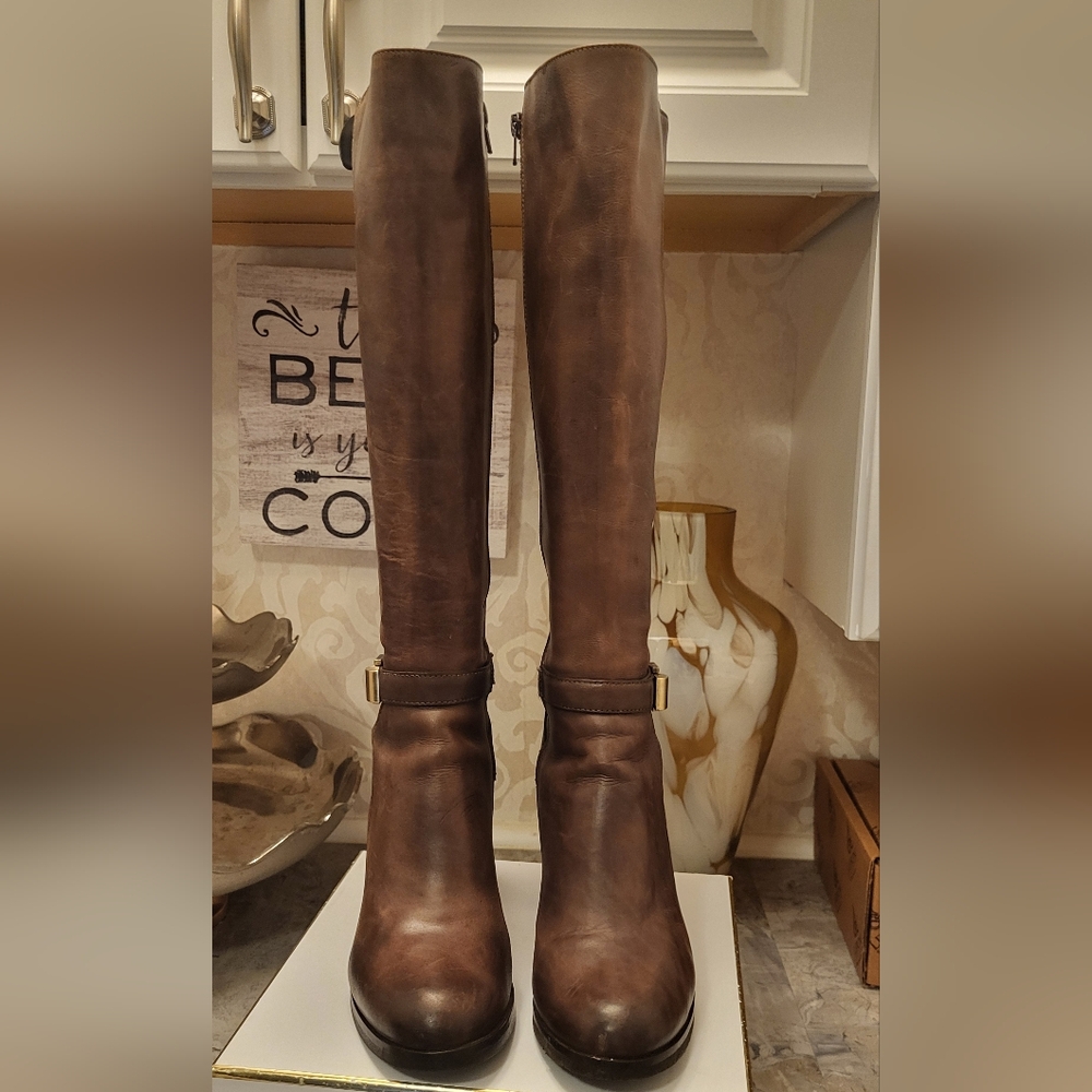 Emanuele Crasto Brown Tall Knee Heeled Boots for Women